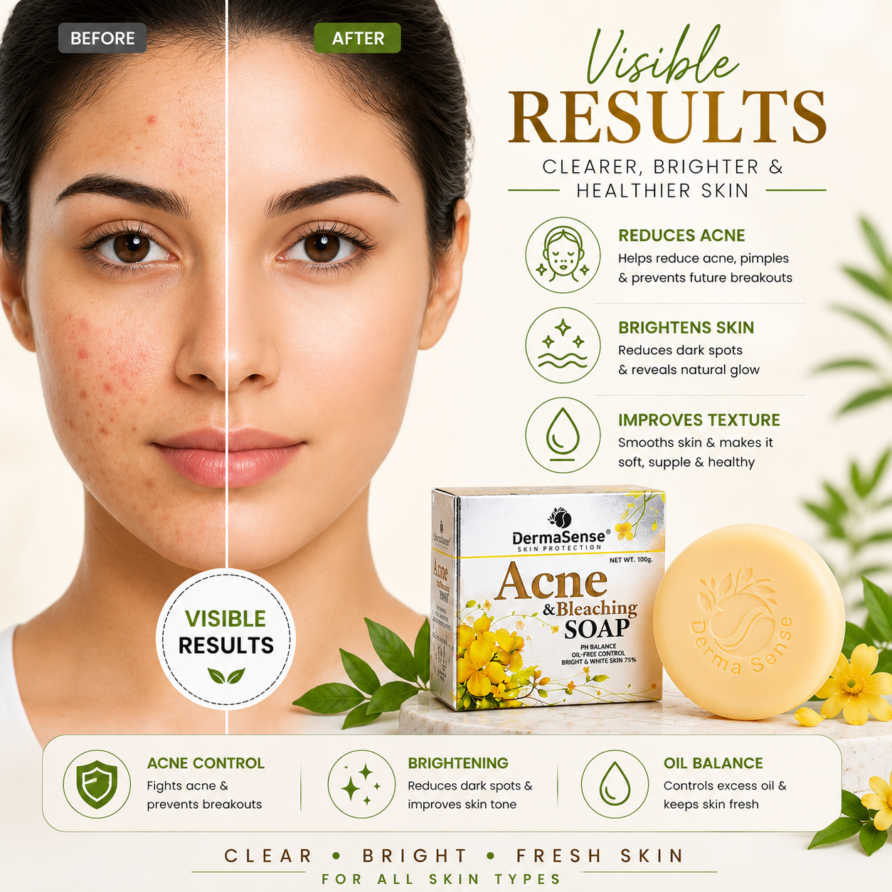 DermaSense Acne & Bleaching Soap For Clear & Bright Skin