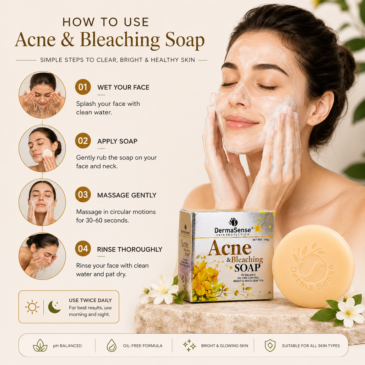 DermaSense Acne & Bleaching Soap For Clear & Bright Skin