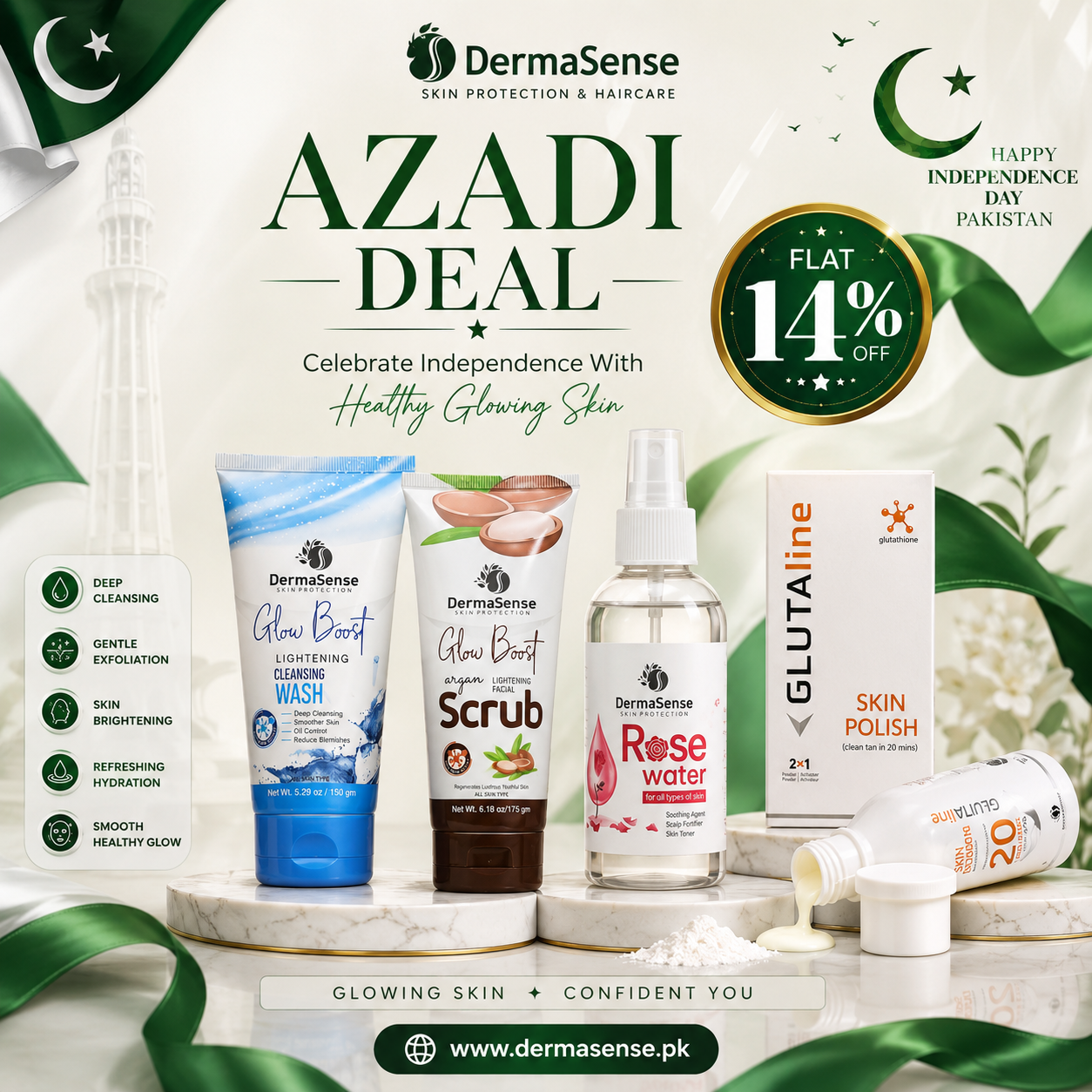 DermaSense Azadi Glow Collection | Flat 14% OFF Until Aug 31