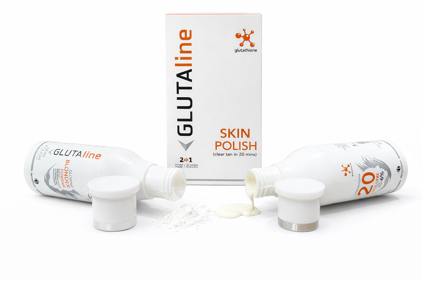 GLUTAline Skin Polish 2 in 1 – Blonder Powder & 20 Volume Cream Developer